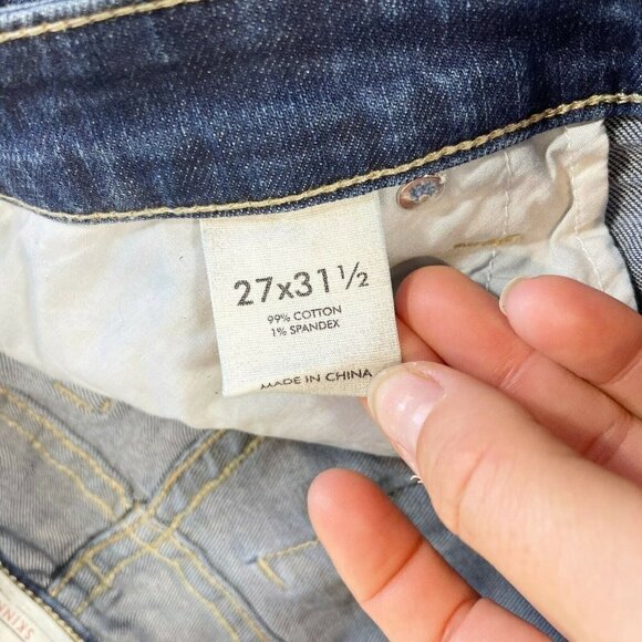 BKE Womens Stella Skinny Distressed Jeans Blue Size 27R Low Rise Y2K ABK2511 - Picture 7 of 11